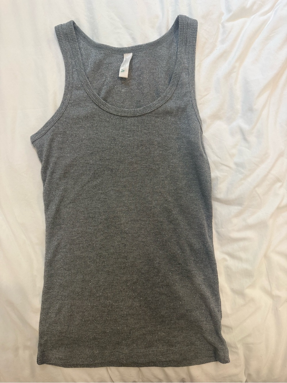Gray Ribbed Shimmery Tank Top Size Medium
